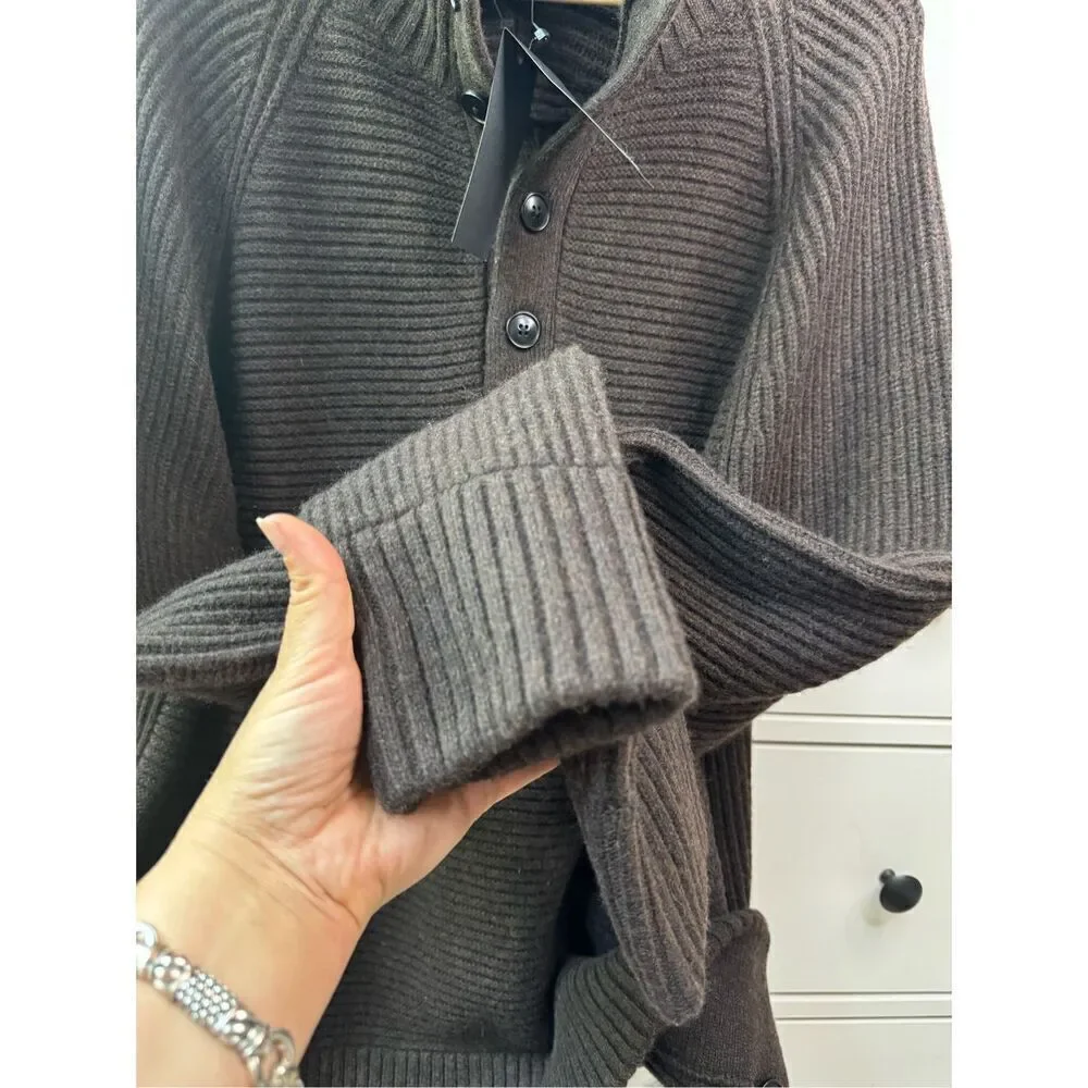 Banana Republic  Men’s Brown Wool Blend Half Button Sweater XL NWT